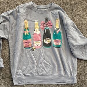 Gray Sweatshirt with Colorful Bottle Print